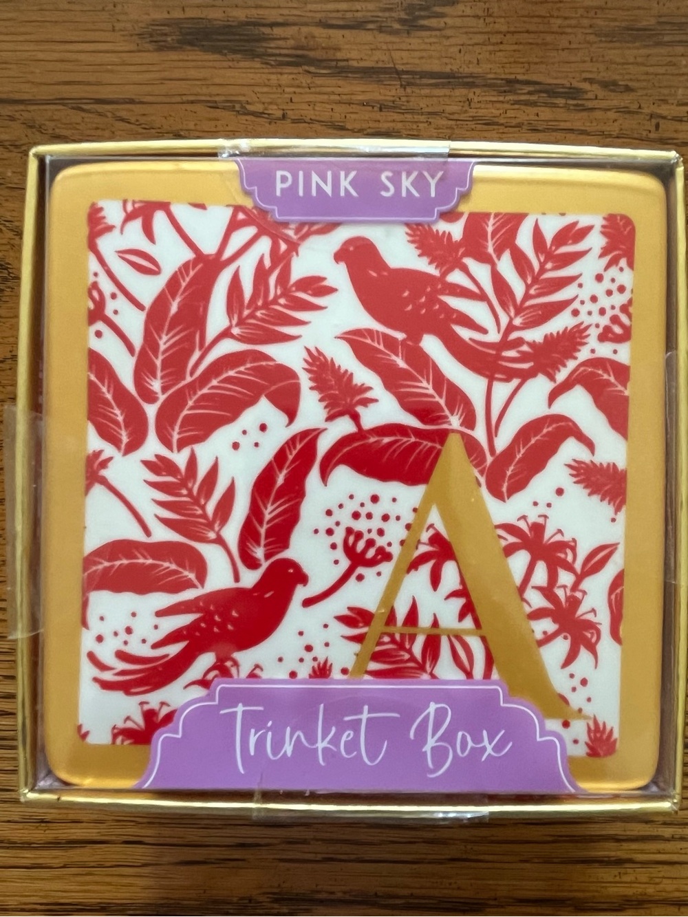 Pink Sky Pink & Gold A Monogram Trinket Box by Pink Sky